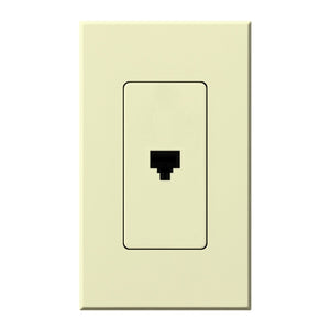 Lutron NT-PJ-AL Nova T, Single Telephone Jack, 6-Conductor, RJ11 in Almond, Matte Finish