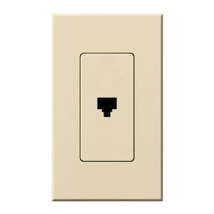 Lutron NT-PJ-BE Nova T, Single Telephone Jack, 6-Conductor, RJ11 in Beige, Matte Finish