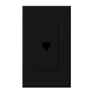 Lutron NT-PJ-BL Nova T, Single Telephone Jack, 6-Conductor, RJ11 in Black, Matte Finish