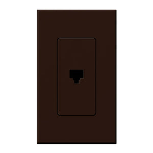 Lutron NT-PJ-BR Nova T, Single Telephone Jack, 6-Conductor, RJ11 in Brown, Matte Finish