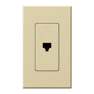 Lutron NT-PJ-IV Nova T, Single Telephone Jack, 6-Conductor, RJ11 in Ivory, Matte Finish
