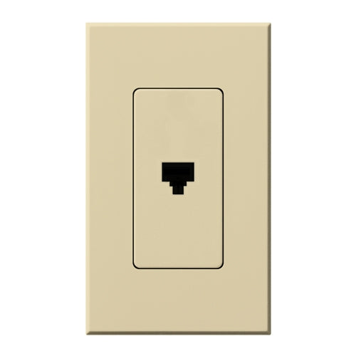 Lutron NT-PJ-IV Nova T, Single Telephone Jack, 6-Conductor, RJ11 in Ivory, Matte Finish