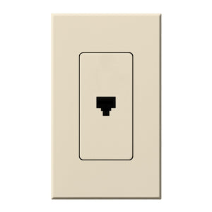 Lutron NT-PJ-LA Nova T, Single Telephone Jack, 6-Conductor, RJ11 in Light Almond, Matte Finish