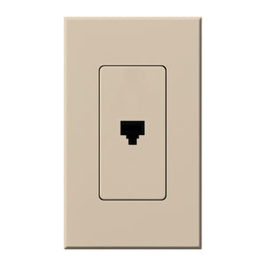 Lutron NT-PJ-TP Nova T, Single Telephone Jack, 6-Conductor, RJ11 in Taupe, Matte Finish