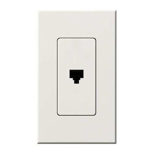 Lutron NT-PJ-WH Nova T, Single Telephone Jack, 6-Conductor, RJ11 in White, Matte Finish