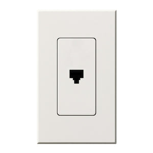 Lutron NT-PJ-WH Nova T, Single Telephone Jack, 6-Conductor, RJ11 in White, Matte Finish