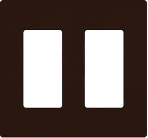 Lutron NT-R3R3-FB-BR Nova T Screwless 2 Gang Wallplate Decora Opening, Fins Broken, in Brown, Matte Finish