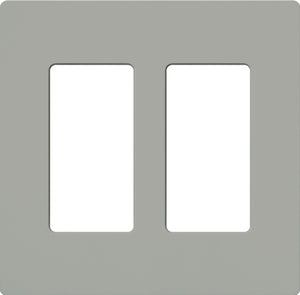 Lutron NT-R3R3-FB-GR Nova T Screwless 2 Gang Wallplate Decora Opening, Fins Broken, in Gray, Matte Finish