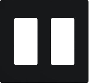 Lutron NT-R3R3-NFB-BL Nova T Screwless 2 Gang Wallplate Decora Opening, No Fins Broken, in Black, Matte Finish