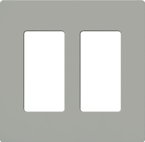 Lutron NT-R3R3-NFB-GR Nova T Screwless 2 Gang Wallplate Decora Opening, No Fins Broken, in Gray, Matte Finish