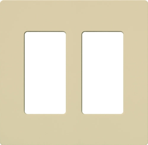 Lutron NT-R3R3-NFB-IV Nova T Screwless 2 Gang Wallplate Decora Opening, No Fins Broken, in Ivory, Matte Finish