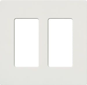 Lutron NT-R3R3-NFB-WH Nova T Screwless 2 Gang Wallplate Decora Opening, No Fins Broken, in White, Matte Finish