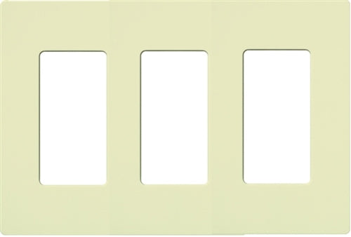 Lutron NT-R3R3R3-FB-AL Nova T Screwless 3 Gang Wallplate Decora Opening, Fins Broken, in Almond, Matte Finish