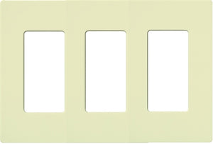 Lutron NT-R3R3R3-FB-AL Nova T Screwless 3 Gang Wallplate Decora Opening, Fins Broken, in Almond, Matte Finish