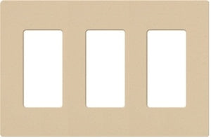 Lutron NT-R3R3R3-FB-BE Nova T Screwless 3 Gang Wallplate Decora Opening, Fins Broken, in Beige, Matte Finish