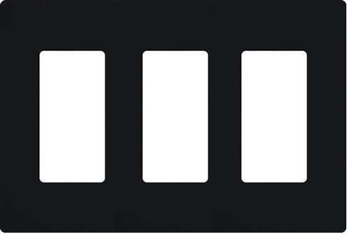 Lutron NT-R3R3R3-FB-BL Nova T Screwless 3 Gang Wallplate Decora Opening, Fins Broken, in Black, Matte Finish