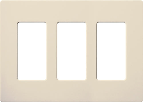 Lutron NT-R3R3R3-FB-LA Nova T Screwless 3 Gang Wallplate Decora Opening, Fins Broken, in Light Almond, Matte Finish