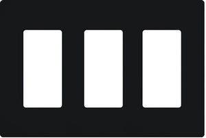 Lutron NT-R3R3R3-NFB-BL Nova T Screwless 3 Gang Wallplate Decora Opening, No Fins Broken, in Black, Matte Finish