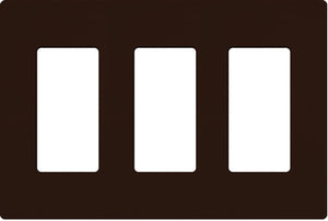 Lutron NT-R3R3R3-NFB-BR Nova T Screwless 3 Gang Wallplate Decora Opening, No Fins Broken, in Brown, Matte Finish