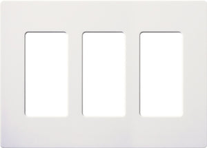 Lutron NT-R3R3R3-NFB-SC Nova T Screwless 3 Gang Wallplate Decora Opening, No Fins Broken, in Satin Chrome, Special Metal Finish