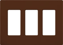 Lutron NT-R3R3R3-NFB-SI Nova T Screwless 3 Gang Wallplate Decora Opening, No Fins Broken, in Sienna, Matte Finish