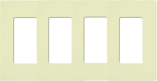 Lutron NT-R3R3R3R3-FB-AL Nova T Screwless 4 Gang Wallplate Decora Opening, Fins Broken, in Almond, Matte Finish