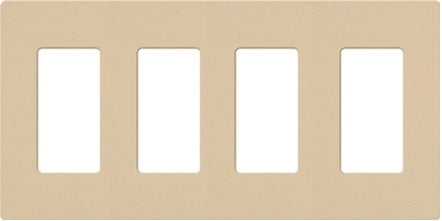 Lutron NT-R3R3R3R3-FB-BE Nova T Screwless 4 Gang Wallplate Decora Opening, Fins Broken, in Beige, Matte Finish