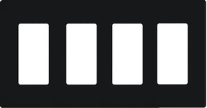 Lutron NT-R3R3R3R3-FB-BL Nova T Screwless 4 Gang Wallplate Decora Opening, Fins Broken, in Black, Matte Finish