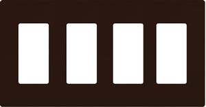 Lutron NT-R3R3R3R3-FB-BR Nova T Screwless 4 Gang Wallplate Decora Opening, Fins Broken, in Brown, Matte Finish