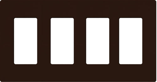 Lutron NT-R3R3R3R3-FB-BR Nova T Screwless 4 Gang Wallplate Decora Opening, Fins Broken, in Brown, Matte Finish
