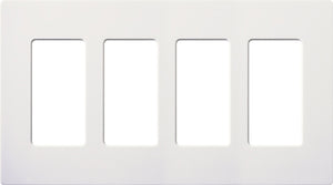 Lutron NT-R3R3R3R3-FB-BRA Nova T Screwless 4 Gang Wallplate Decora Opening, Fins Broken, in Brass Anodized, Aluminum Finish