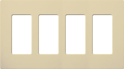 Lutron NT-R3R3R3R3-FB-IV Nova T Screwless 4 Gang Wallplate Decora Opening, Fins Broken, in Ivory, Matte Finish