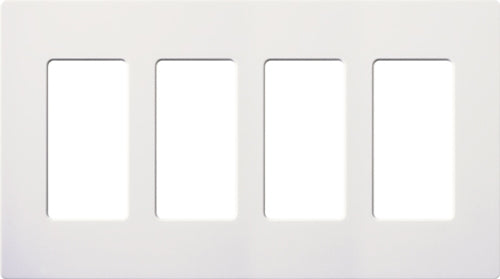 Lutron NT-R3R3R3R3-FB-SN Nova T Screwless 4 Gang Wallplate Decora Opening, Fins Broken, in Satin Nickel, Special Metal Finish