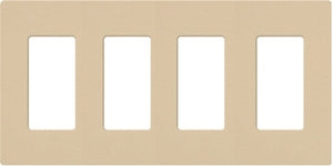 Lutron NT-R3R3R3R3-NFB-BE Nova T Screwless 4 Gang Wallplate Decora Opening, No Fins Broken, in Beige, Matte Finish