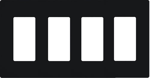 Lutron NT-R3R3R3R3-NFB-BL Nova T Screwless 4 Gang Wallplate Decora Opening, No Fins Broken, in Black, Matte Finish