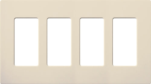 Lutron NT-R3R3R3R3-NFB-LA Nova T Screwless 4 Gang Wallplate Decora Opening, No Fins Broken, in Light Almond, Matte Finish