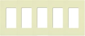 Lutron NT-R3R3R3R3R3-FB-AL Nova T Screwless 5 Gang Wallplate Decora Opening, Fins Broken, in Almond, Matte Finish