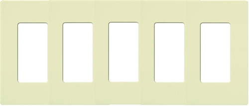 Lutron NT-R3R3R3R3R3-FB-AL Nova T Screwless 5 Gang Wallplate Decora Opening, Fins Broken, in Almond, Matte Finish