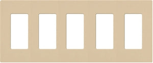 Lutron NT-R3R3R3R3R3-FB-BE Nova T Screwless 5 Gang Wallplate Decora Opening, Fins Broken, in Beige, Matte Finish