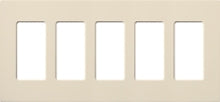 Lutron NT-R3R3R3R3R3-FB-LA Nova T Screwless 5 Gang Wallplate Decora Opening, Fins Broken, in Light Almond, Matte Finish
