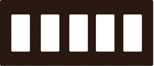 Lutron NT-R3R3R3R3R3-NFB-BR Nova T Screwless 5 Gang Wallplate Decora Opening, No Fins Broken, in Brown, Matte Finish