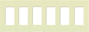 Lutron NT-R3R3R3R3R3R3-FB-AL Nova T Screwless 6 Gang Wallplate Decora Opening, Fins Broken, in Almond, Matte Finish