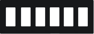 Lutron NT-R3R3R3R3R3R3-FB-BL Nova T Screwless 6 Gang Wallplate Decora Opening, Fins Broken, in Black, Matte Finish