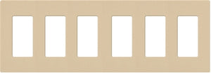 Lutron NT-R3R3R3R3R3R3-NFB-BE Nova T Screwless 6 Gang Wallplate Decora Opening, No Fins Broken, in Beige, Matte Finish