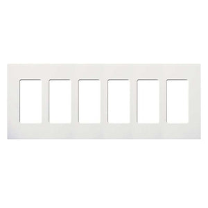 Lutron NT-R3R3R3R3R3R3-NFB-CLA Nova T Screwless 6 Gang Wallplate Decora Opening, No Fins Broken, in Clear Anodized, Aluminum Finish