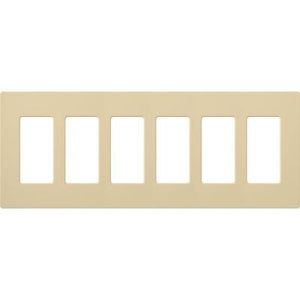 Lutron NT-R3R3R3R3R3R3-NFB-IV Nova T Screwless 6 Gang Wallplate Decora Opening, No Fins Broken, in Ivory, Matte Finish