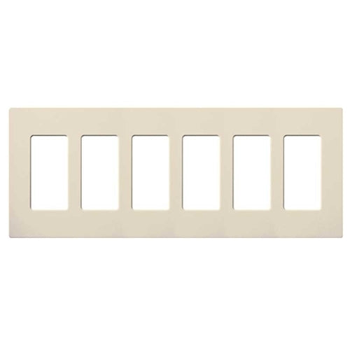 Lutron NT-R3R3R3R3R3R3-NFB-LA Nova T Screwless 6 Gang Wallplate Decora Opening, No Fins Broken, in Light Almond, Matte Finish
