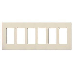 Lutron NT-R3R3R3R3R3R3-NFB-LA Nova T Screwless 6 Gang Wallplate Decora Opening, No Fins Broken, in Light Almond, Matte Finish