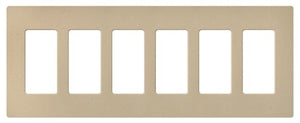 Lutron NT-R3R3R3R3R3R3-NFB-TP Nova T Screwless 6 Gang Wallplate Decora Opening, No Fins Broken, in Taupe, Matte Finish