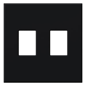 Lutron NT-SS-FB-BL Nova T Screwless 2 Gang Wallplate Decora Opening in Black, Matte Finish